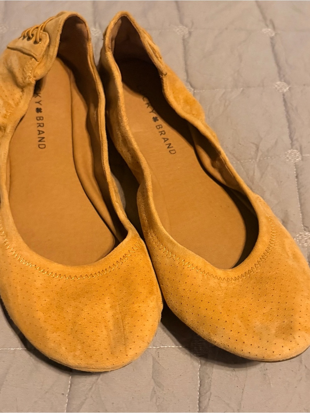 Lucky Brand Mustard Suede Ballet Flats
